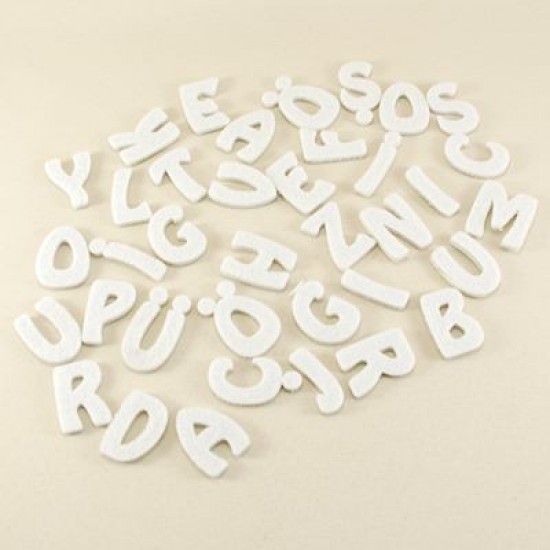 Keçe Beyaz Renk Harf Seti Tüm Alfabe 3 Cm