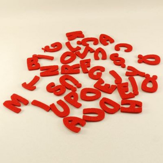 Keçe Kırmızı Renk Harf Seti Tüm Alfabe 3 Cm
