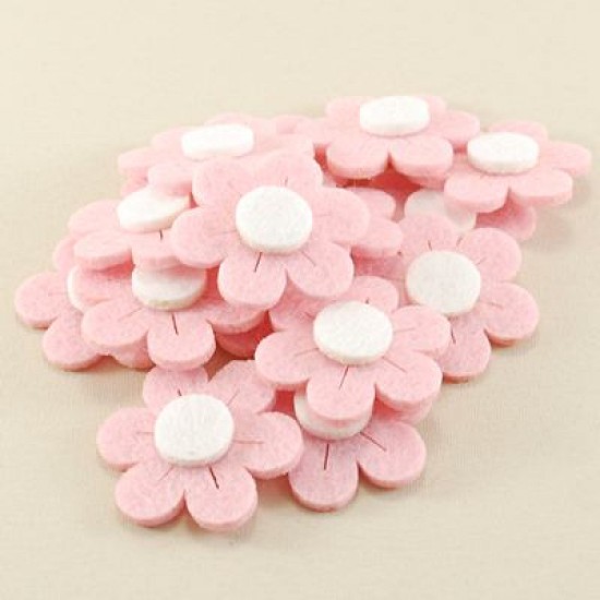 Keçe Pembe Papatya 20 Adet 4 Cm