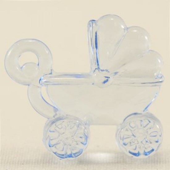 Şeffaf Akrilik Mavi Bebek Arabası 3.5Cm X 3Cm 50 Adet