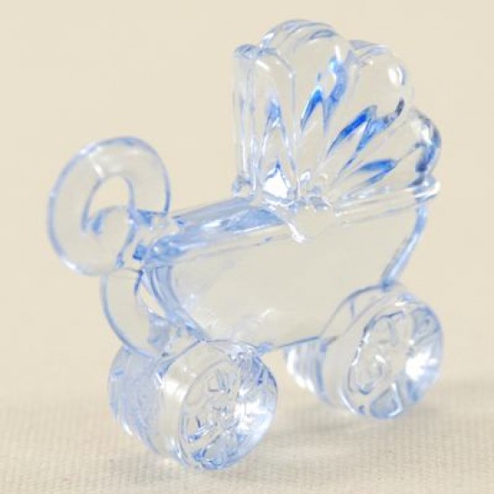Şeffaf Akrilik Mavi Bebek Arabası 3.5Cm X 3Cm 50 Adet