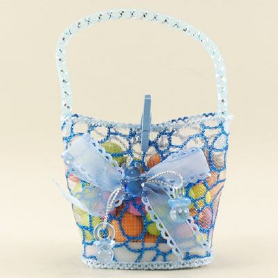 Bebek Şekeri Çantası Mavi Süs Aksesuarlı