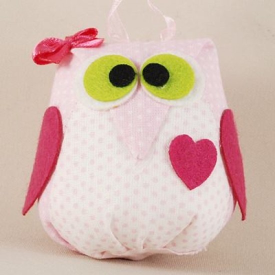 Pembe Süs Asılabilen Tombul Baykuş 6x8 cm