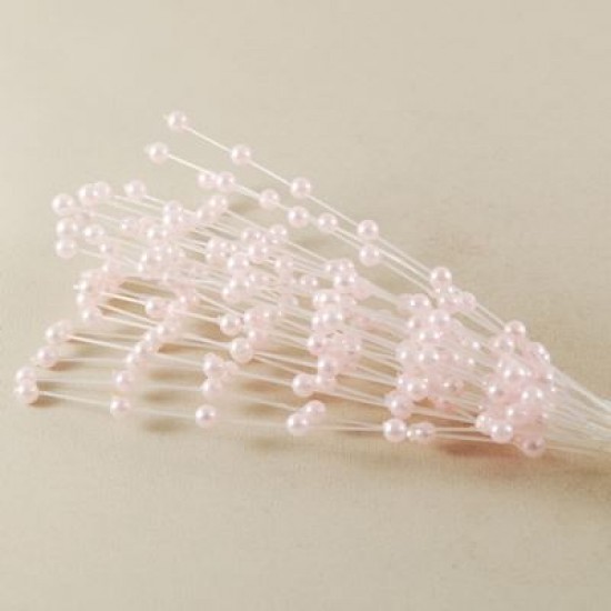 Sıralı İnci Sedefli Pembe Renk Sunum Telleri 5 mm İncili 10 Adet