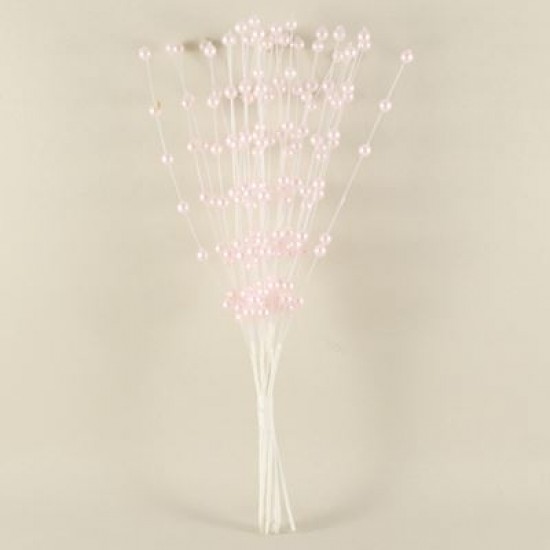 Sıralı İnci Sedefli Pembe Renk Sunum Telleri 5 mm İncili 10 Adet