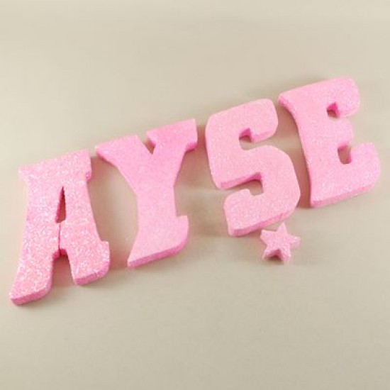 Strafor Simli Pembe Harfler 10 Cm (adet 2.90 TL)