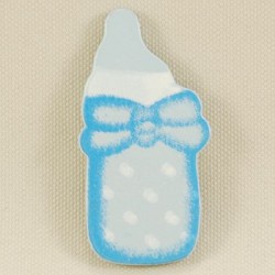 Mavi Puantiyeli Biberon Ahşap Bebek Şekeri Süsü 20 Adet