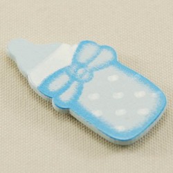 Mavi Puantiyeli Biberon Ahşap Bebek Şekeri Süsü 20 Adet