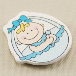 Mavi Sepet İçinde Bebek Ahşap Bebek Şekeri Süsü 20 Adet