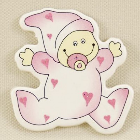 Pembe Elbiseli Ve Emzikli Kız Bebek Ahşap Bebek Şekeri Süsü 20 Adet