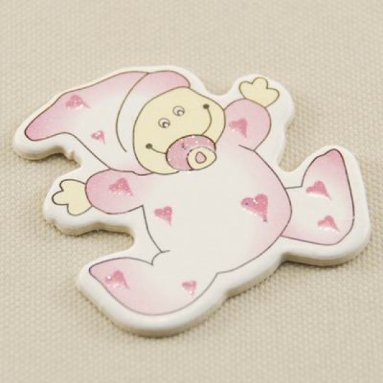 Pembe Elbiseli Ve Emzikli Kız Bebek Ahşap Bebek Şekeri Süsü 20 Adet