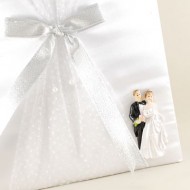 Beyaz Saten Kumaş Düğün Anı Defteri