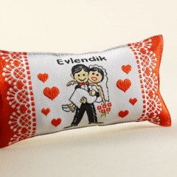 Evlendik Gelin Damat Minik Kumaş Yastık 10x4x3 Cm