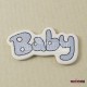 Baby Yazılı Mavi Simli Ahşap Bebek Şekeri Süsü 20 Adet