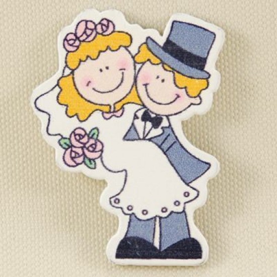 Gelin Ve Damat Görselli No1 Ahşap Çıkartma Nikah Şekeri Süsü 20 Adet