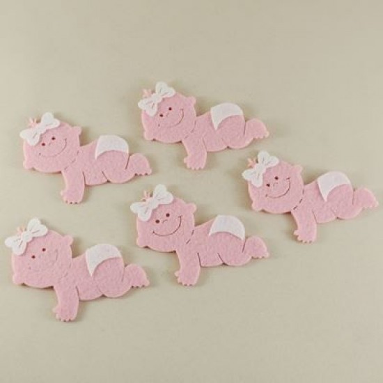 Keçe Kız Bebek Figürü 8.5 cm X 7 cm 5 Adet