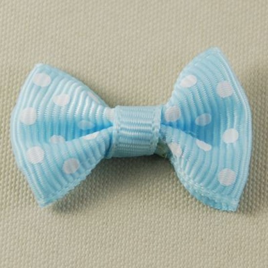 Mavi puantiyeli Kumaş Papyon Süs 20 Adet - 3.5 cm