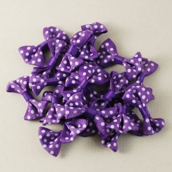Mor puantiyeli Kumaş Papyon Süs 20 Adet - 3.5 cm