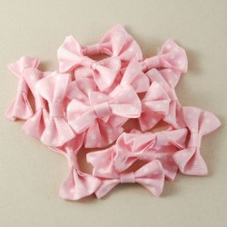 Pembe puantiyeli Kumaş Papyon Süs 20 Adet - 3.5 cm