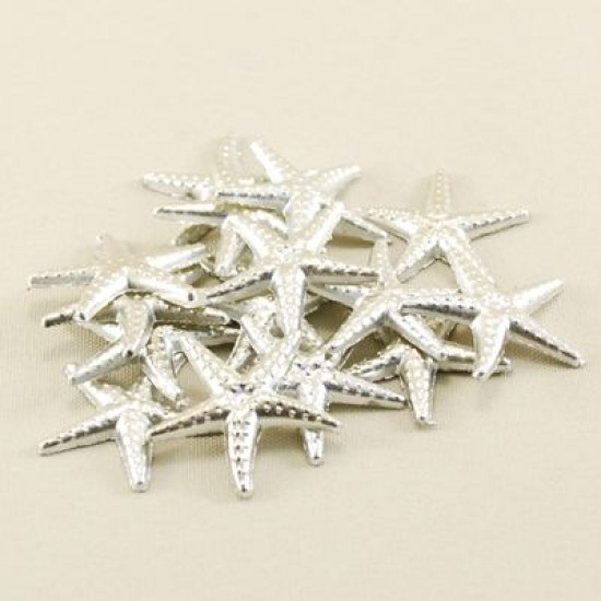 Deniz Yıldızı Süs Gümüş Rengi 3 Cm X 3 Cm 10 Adet