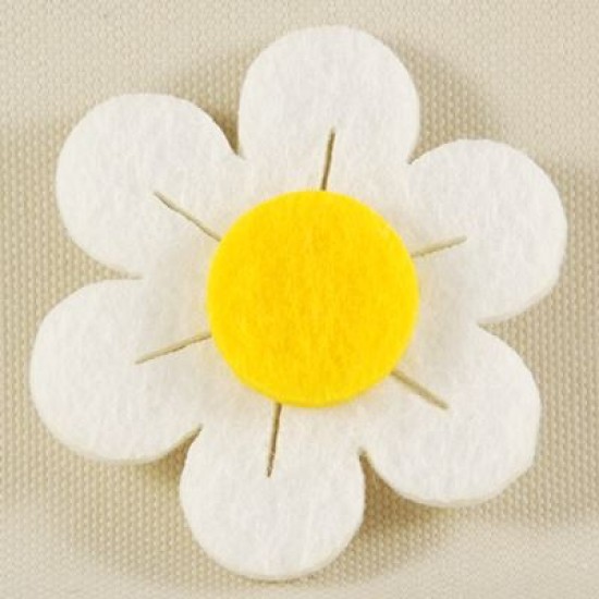 Keçe Beyaz Papatya 20 Adet 4 Cm