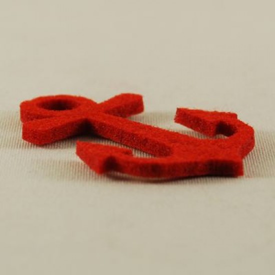Keçe Kırmızı Gemici Çapa 4 cm X 6 cm 5 Adet
