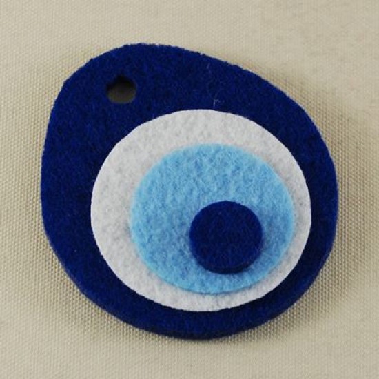 Keçe Nazar Boncuğu Lacivert 10 Adet 6 cm x 6.7 cm