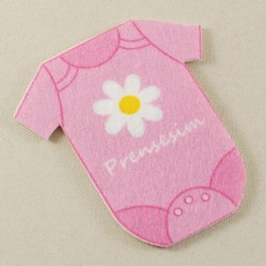 Keçe Pembe Süs Bebek Tulumu 5 Adet 6 Cm