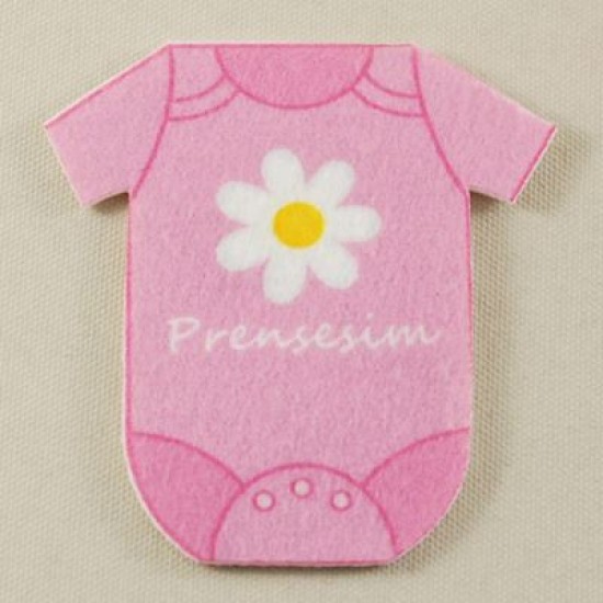 Keçe Pembe Süs Bebek Tulumu 5 Adet 6 Cm