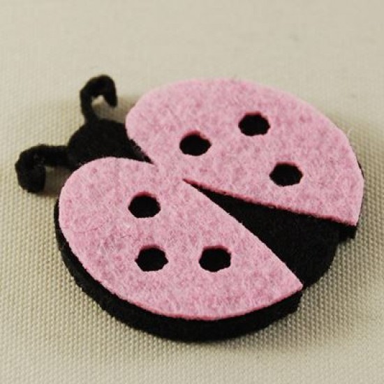 Keçe Pembe Uğur Böceği 20 Adet 4 Cm