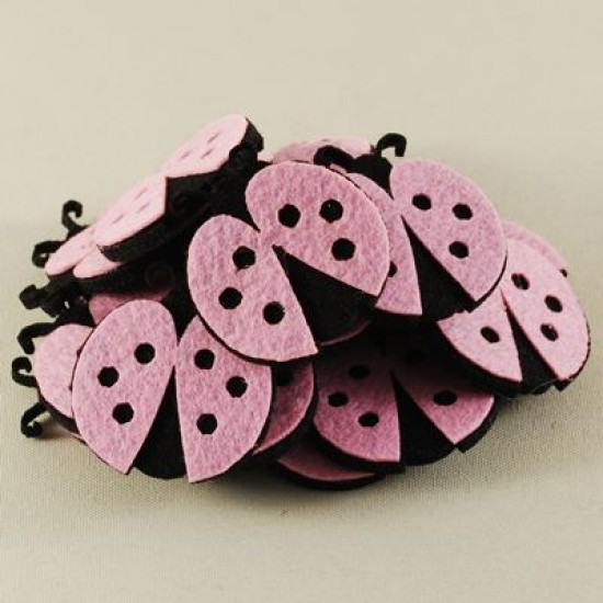 Keçe Pembe Uğur Böceği 20 Adet 4 Cm