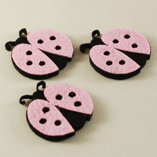 Keçe Pembe Uğur Böceği 20 Adet 4 Cm