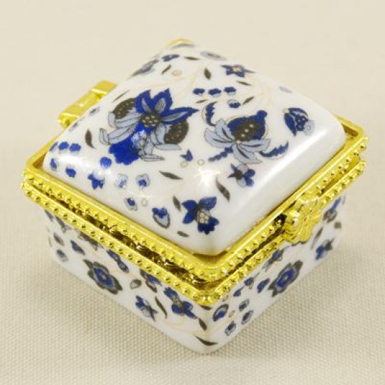Porselen Kare Çiçek Motifli Şekerlik 3.5 Cm