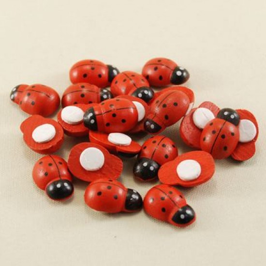 Ahşap Uğur Böceği Kırmızı 13 mm x 19 mm 50 Adet