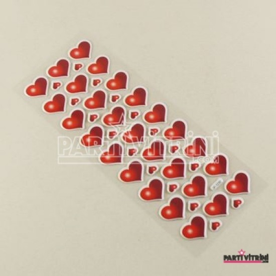 Kırmızı Kalp Silikon Sticker 44 Adet
