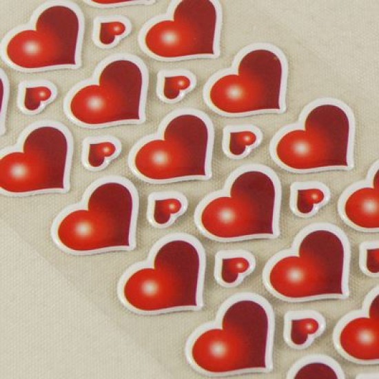Kırmızı Kalp Silikon Sticker 44 Adet