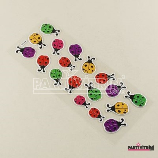 Renkli Uğur Böceği Silikon Sticker 18 Adet