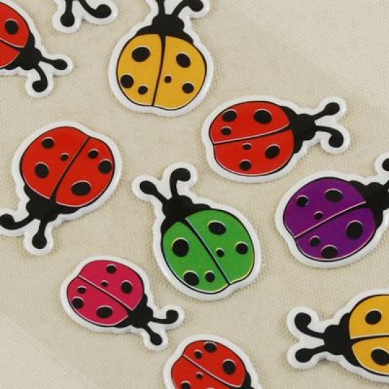 Renkli Uğur Böceği Silikon Sticker 18 Adet