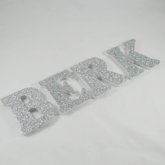 Strafor Simli Gümüş Harfler 10 Cm