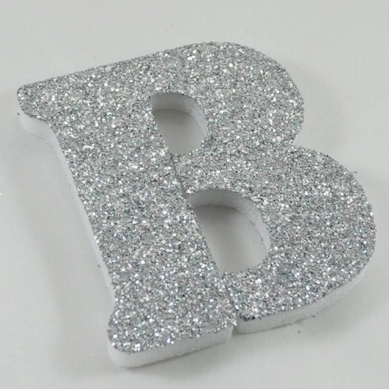 Strafor Simli Gümüş Harfler 10 Cm