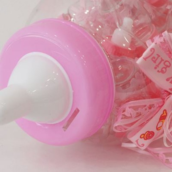 Dev Biberon İçinde 30 Biberon Şeklinde Pembe Bebek Şekeri Kutusu