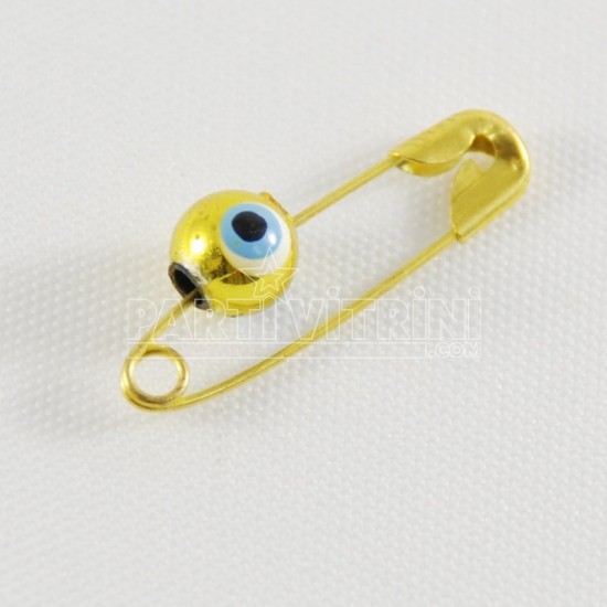 Minik Nazar Boncuklu Çengelli İğne Altın Renk 0.6 cm 20 Adet