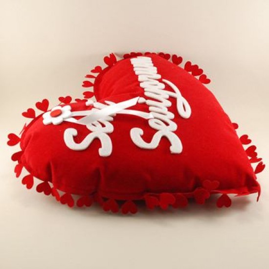 Seni Seviyorum Kalp Süet Yastık 30 cm X 30 cm