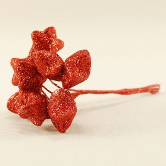 Simli Kırmızı Büyük Yıldız Sunum Telleri 10 Adet