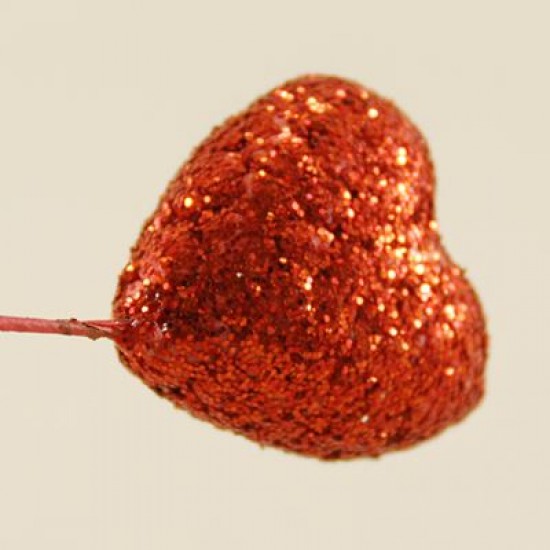 Simli Kırmızı Kalp Sunum Telleri 10 Adet