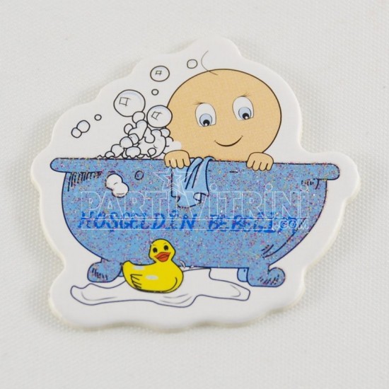 Yıkanan Erkek Bebek Mavi Ahşap Bebek Şekeri Süsü 20 Adet