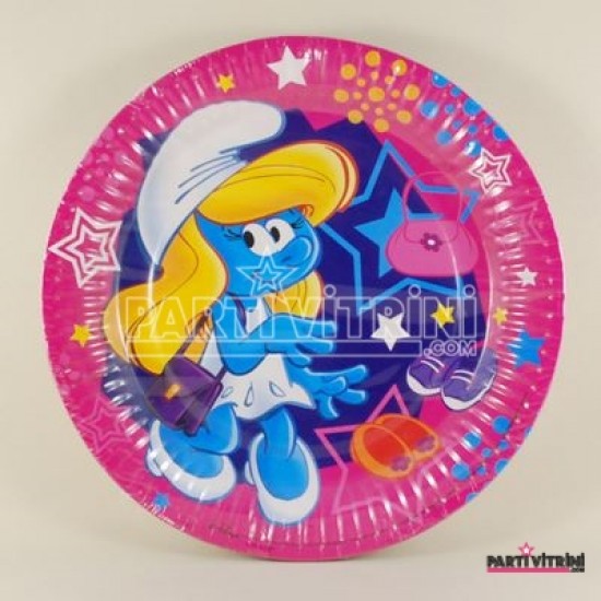 Şirine Temalı Pembe Şirinler Orjinal Lisanslı Kağıt Tabak 8 Adet