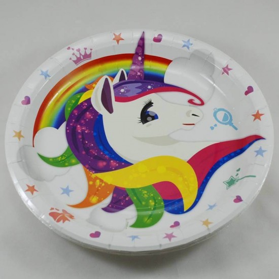 Unicorn Lisanslı Kağıt Tabak Parti Malzemeleri 8 Adet