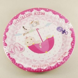 Hoşgeldin Kızım Baby Shower Kağıt Tabakları 10 Adet
