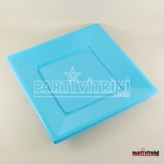 Mavi Renkli Kare Plastik Tabak 8 Adet